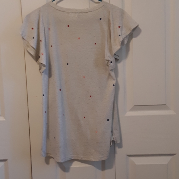 Anthropologie Heather Gray Embroidered Dotted Top - Picture 2 of 3